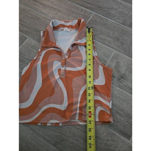 Peach Love Retro Tank Hippy Y2K 90s Orange‎ Size Medium Large - Picture 2 of 7
